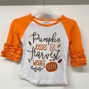 Little girls toddler pumpkin with phrases print Easter party birthday girl top